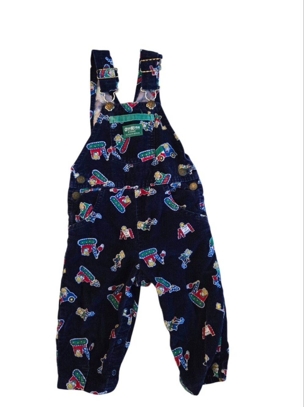 RARE Vintage 1990s Oshgosh B'gosh Blue Patterned Mice At Work Corduroy Overalls